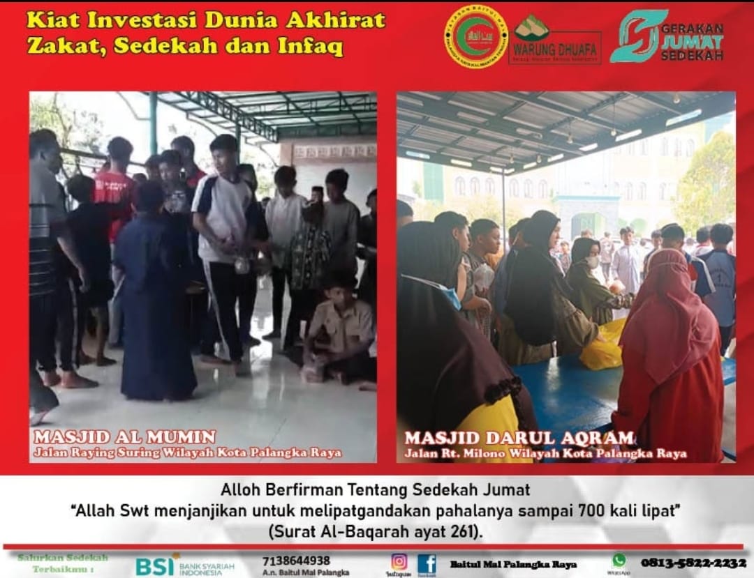 BERBAGI BERKAH JUMAT KEPADA JAMAAH SHOLLAT JUMAT DI MASJID